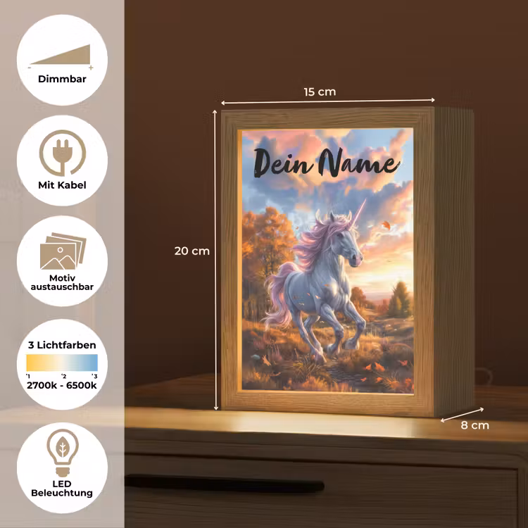 Eenhoorn - Sprookjes dier - Natuur - Meisjes Light Box met kabel (Kinderlampje) klein -USP_websiteoverzichtDE