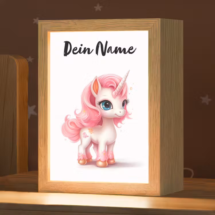 Unicorn - Meisjes - Kinderen - Eenhoorn - Roze Light Box met kabel (Kinderlampje) klein -zzz_3d_website