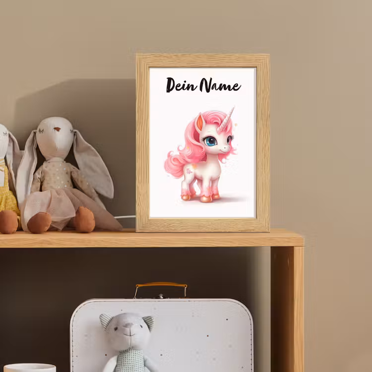 Unicorn - Meisjes - Kinderen - Eenhoorn - Roze Light Box met kabel (Kinderlampje) klein -sfeer2_kind