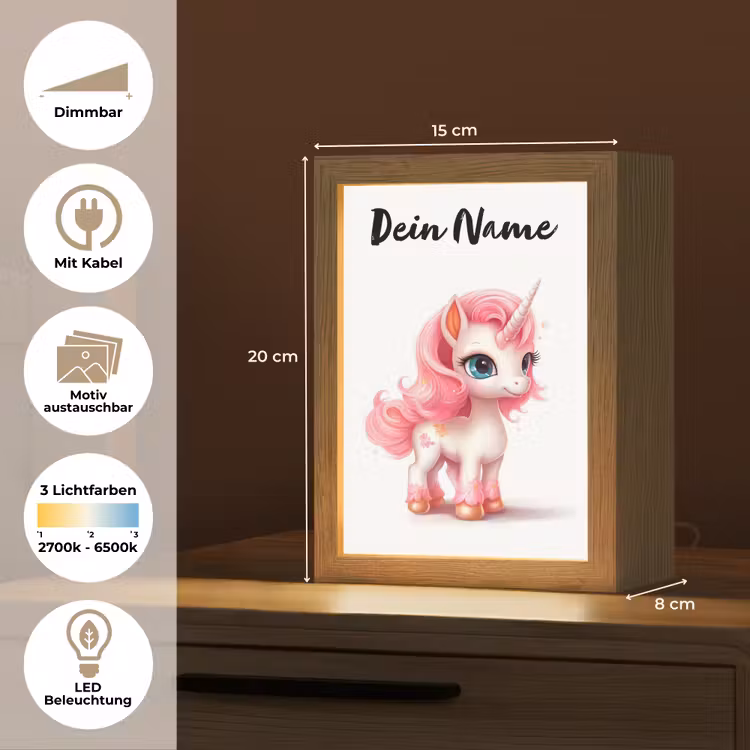 Unicorn - Meisjes - Kinderen - Eenhoorn - Roze Light Box met kabel (Kinderlampje) klein -USP_websiteoverzichtDE
