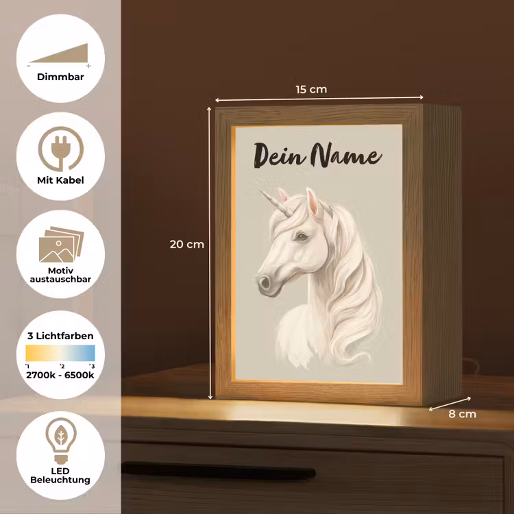 Eenhoorn - Manen - Golven - Wit Light Box met kabel (Kinderlampje) klein -USP_websiteoverzichtDE