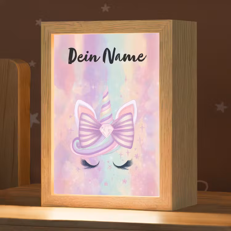 Eenhoorn - Pastel - Glitters - Regenboog Light Box met kabel (Kinderlampje) klein -zzz_3d_website