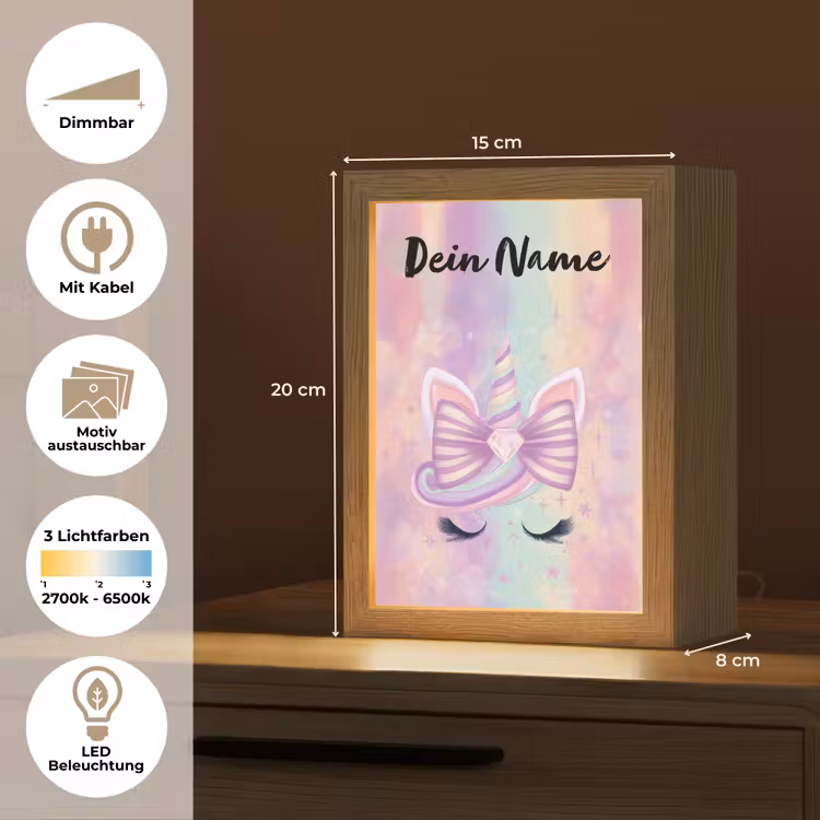 Eenhoorn - Pastel - Glitters - Regenboog Light Box met kabel (Kinderlampje) klein -USP_websiteoverzichtDE
