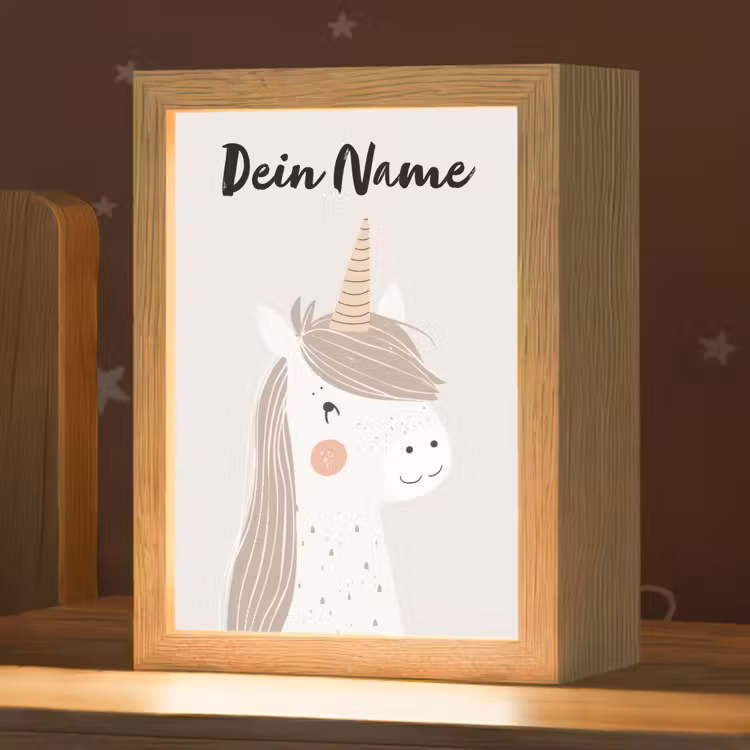Eenhoorn - Pastel kleuren - Unicorn Light Box met kabel (Kinderlampje) klein -zzz_3d_website