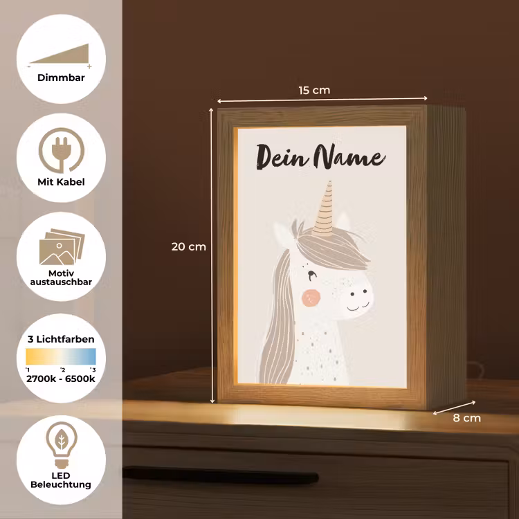 Eenhoorn - Pastel kleuren - Unicorn Light Box met kabel (Kinderlampje) klein -USP_websiteoverzichtDE
