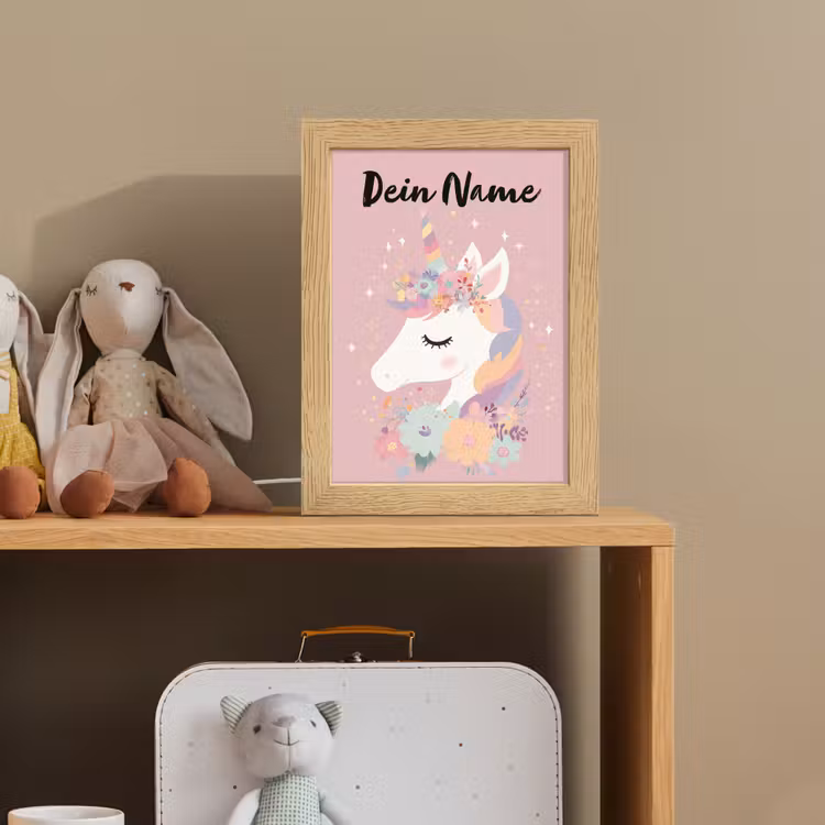 Eenhoorn - Roze - Bloemen Light Box met kabel (Kinderlampje) klein -sfeer2_kind