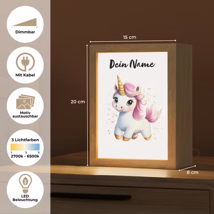 Eenhoorn - Roze - Magie Light Box met kabel (Kinderlampje) klein -USP_websiteoverzichtDE