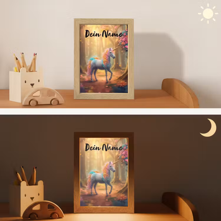 Eenhoorn - Bos - Kleurrijk - Bloemen - Meiden Light Box met kabel (Kinderlampje) klein -sfeer3_kind