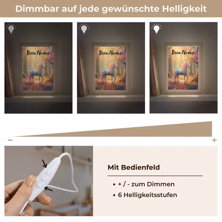 Eenhoorn - Bos - Kleurrijk - Bloemen - Meiden Light Box met kabel (Kinderlampje) klein -USP_dimbaarDE