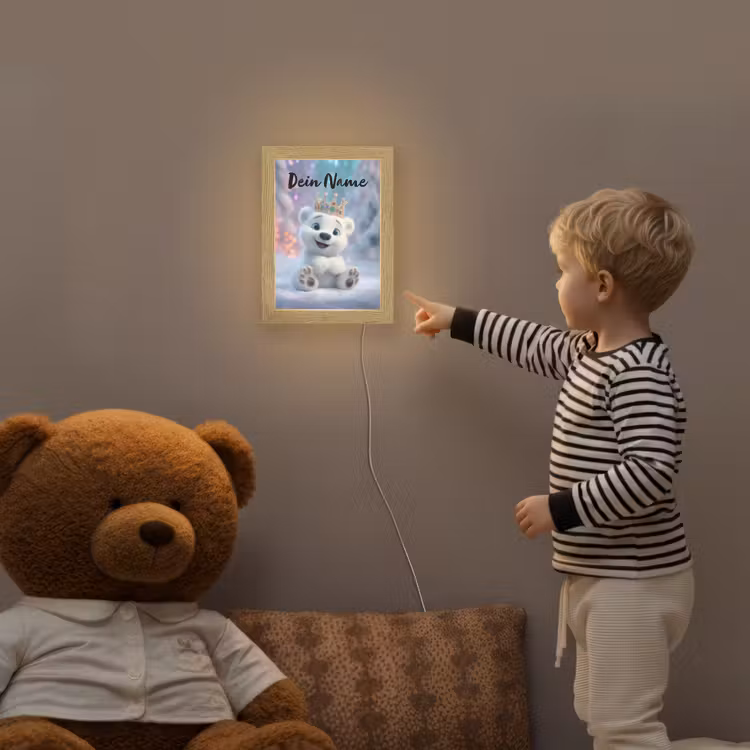 Ijsbeer - Kroon - Winter Light Box met kabel (Kinderlampje) klein -sfeer4a_kind