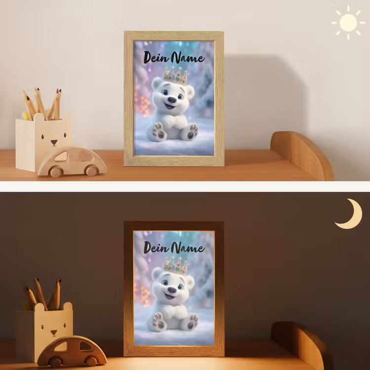 Ijsbeer - Kroon - Winter Light Box met kabel (Kinderlampje) klein -sfeer3_kind