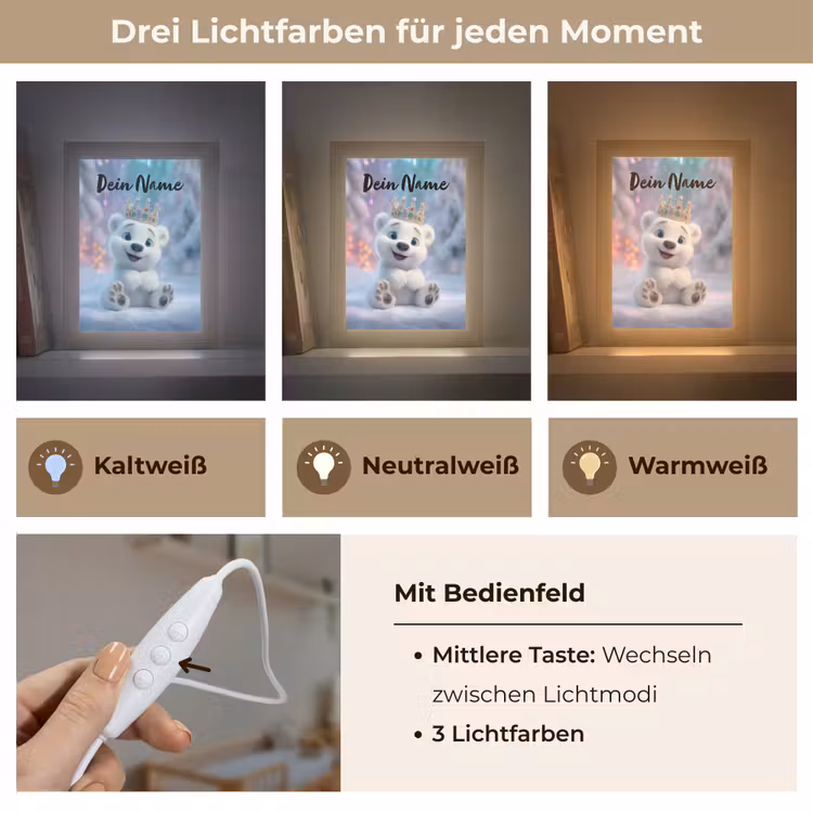 Ijsbeer - Kroon - Winter Light Box met kabel (Kinderlampje) klein -USP_lichtkleurDE