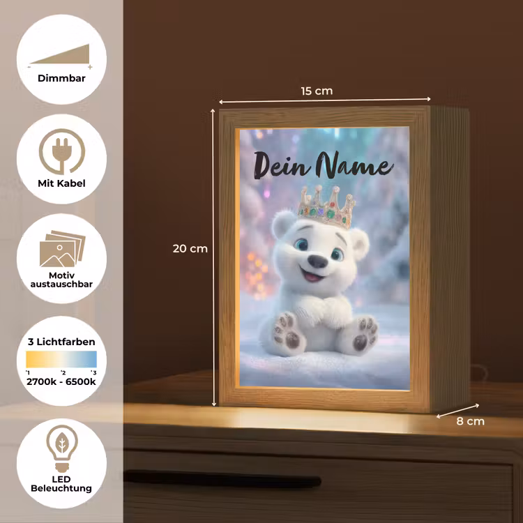 Ijsbeer - Kroon - Winter Light Box met kabel (Kinderlampje) klein -USP_websiteoverzichtDE