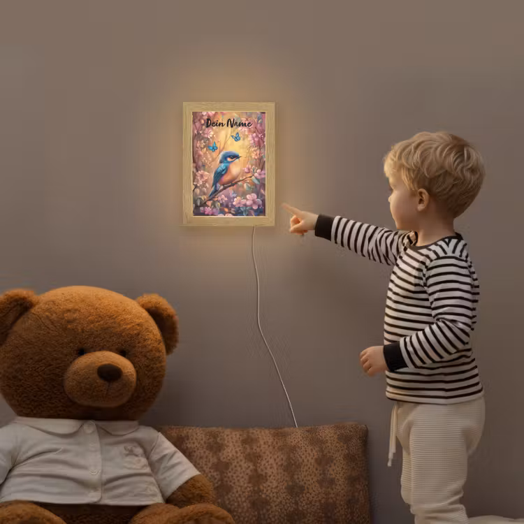 IJsvogel - Sprookjesbos - Roze - Bloemen Light Box met kabel (Kinderlampje) klein -sfeer4a_kind