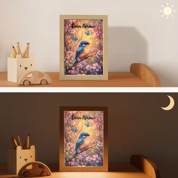 IJsvogel - Sprookjesbos - Roze - Bloemen Light Box met kabel (Kinderlampje) klein -sfeer3_kind