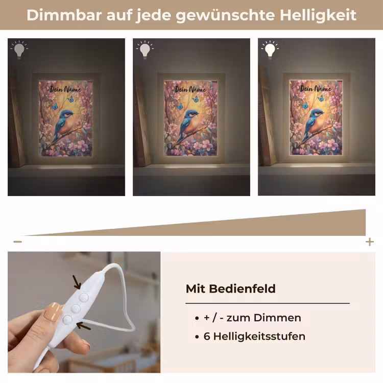 IJsvogel - Sprookjesbos - Roze - Bloemen Light Box met kabel (Kinderlampje) klein -USP_dimbaarDE