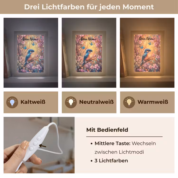 IJsvogel - Sprookjesbos - Roze - Bloemen Light Box met kabel (Kinderlampje) klein -USP_lichtkleurDE