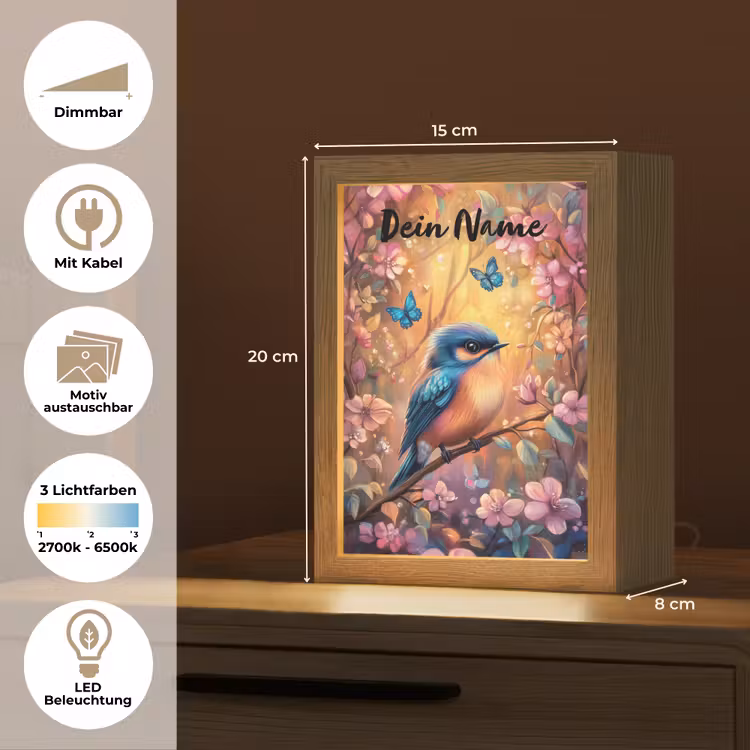 IJsvogel - Sprookjesbos - Roze - Bloemen Light Box met kabel (Kinderlampje) klein -USP_websiteoverzichtDE