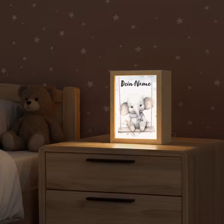 Olifant - Dier - Kinderen Light Box met kabel (Kinderlampje) klein -sfeer1_kind