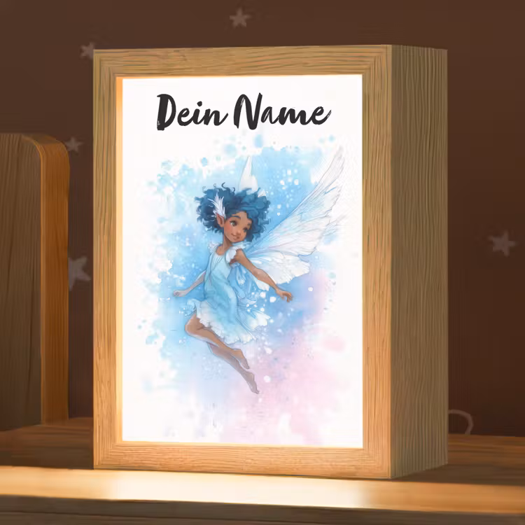 Elf - Blauw - Magie - Roze Light Box met kabel (Kinderlampje) klein -zzz_3d_website