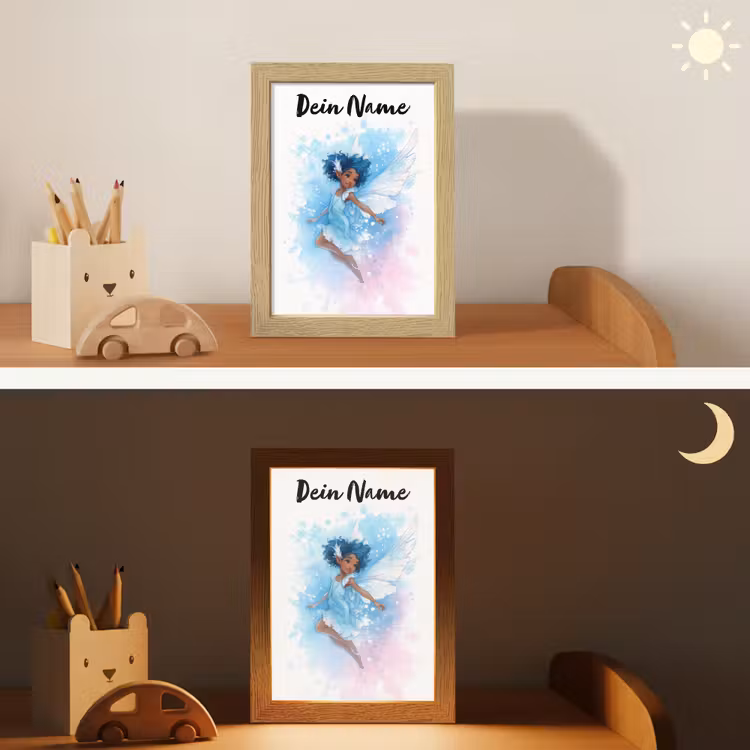 Elf - Blauw - Magie - Roze Light Box met kabel (Kinderlampje) klein -sfeer3_kind
