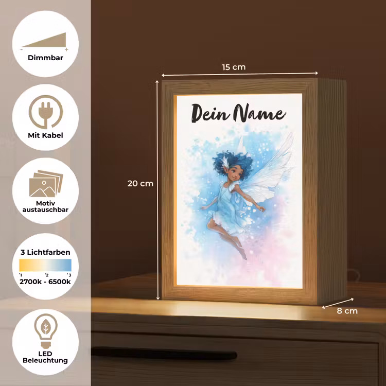 Elf - Blauw - Magie - Roze Light Box met kabel (Kinderlampje) klein -USP_websiteoverzichtDE