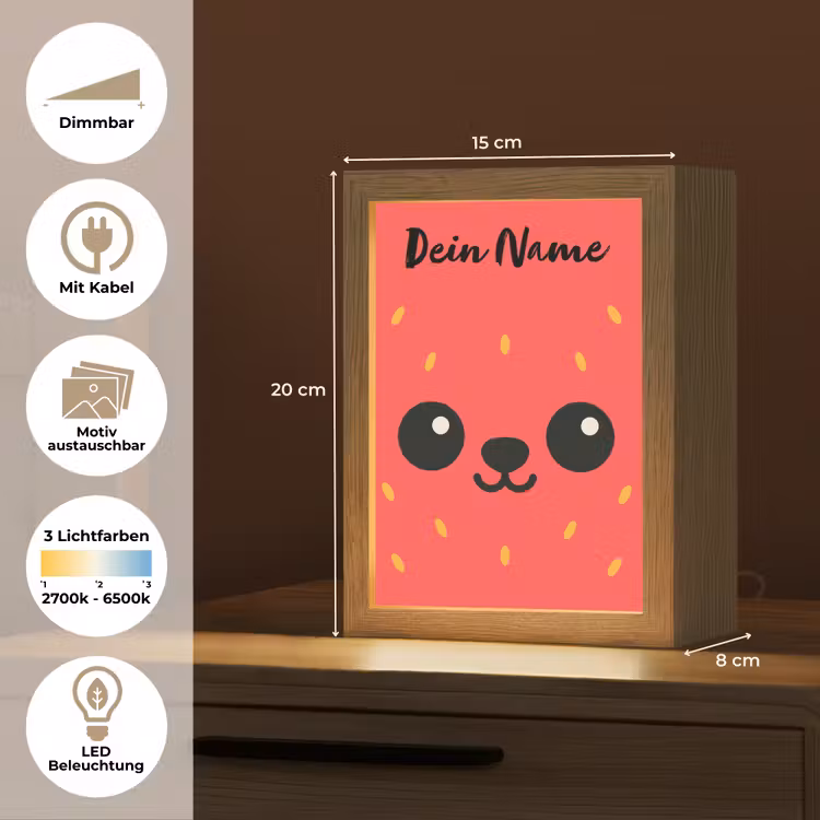Aardbei - Gezichtje - Rood Light Box met kabel (Kinderlampje) klein -USP_websiteoverzichtDE