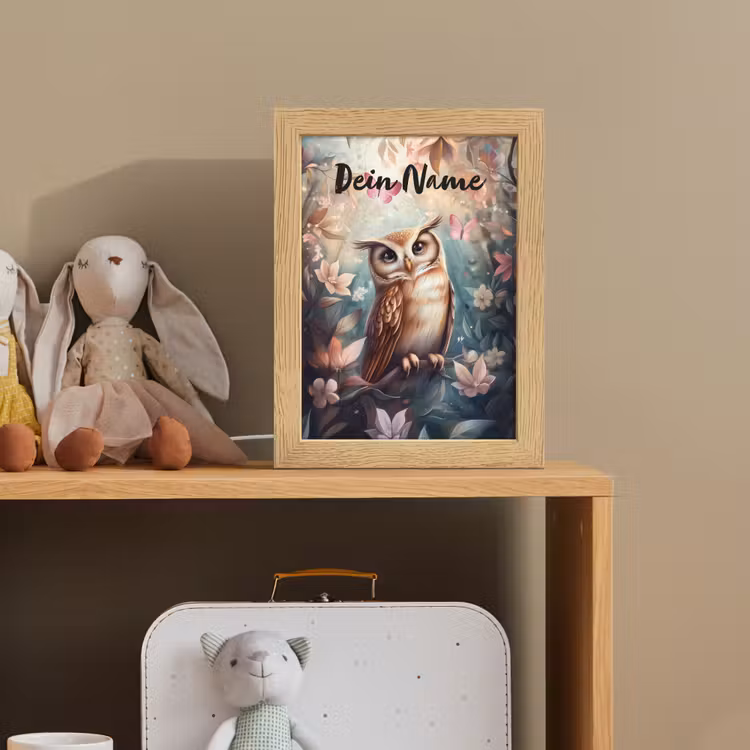 Uil - Bos - Bloemen - Vlinders Light Box met kabel (Kinderlampje) klein -sfeer2_kind