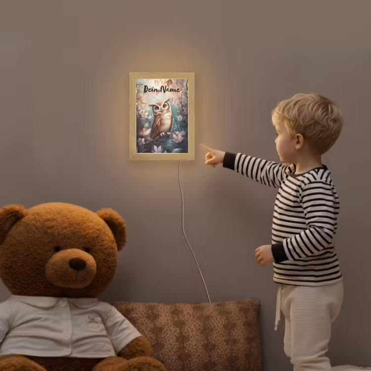 Uil - Bos - Bloemen - Vlinders Light Box met kabel (Kinderlampje) klein -sfeer4a_kind