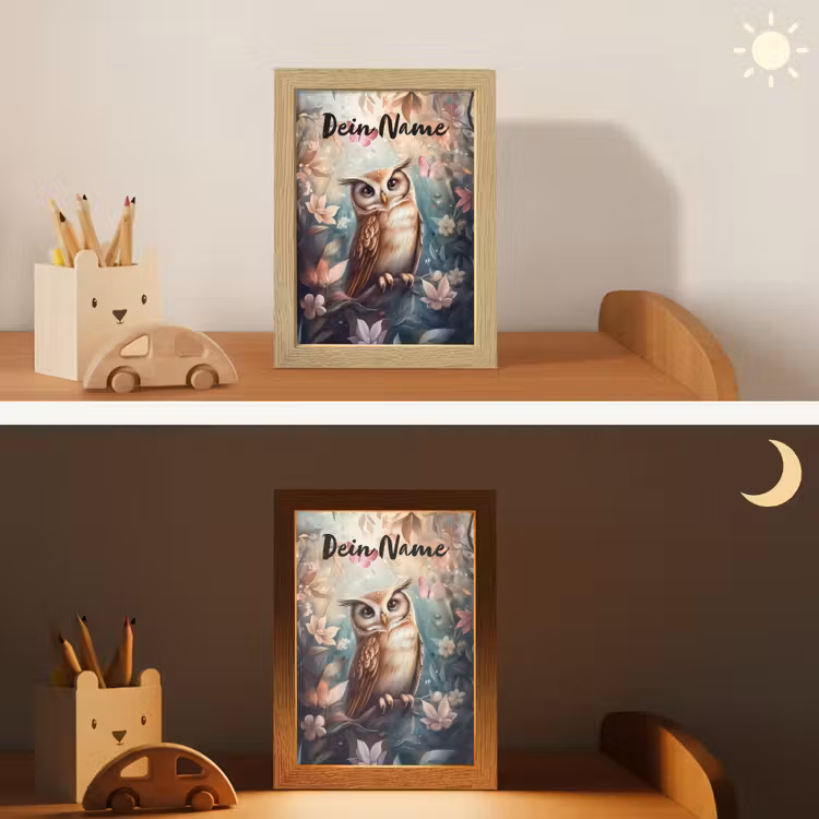 Uil - Bos - Bloemen - Vlinders Light Box met kabel (Kinderlampje) klein -sfeer3_kind