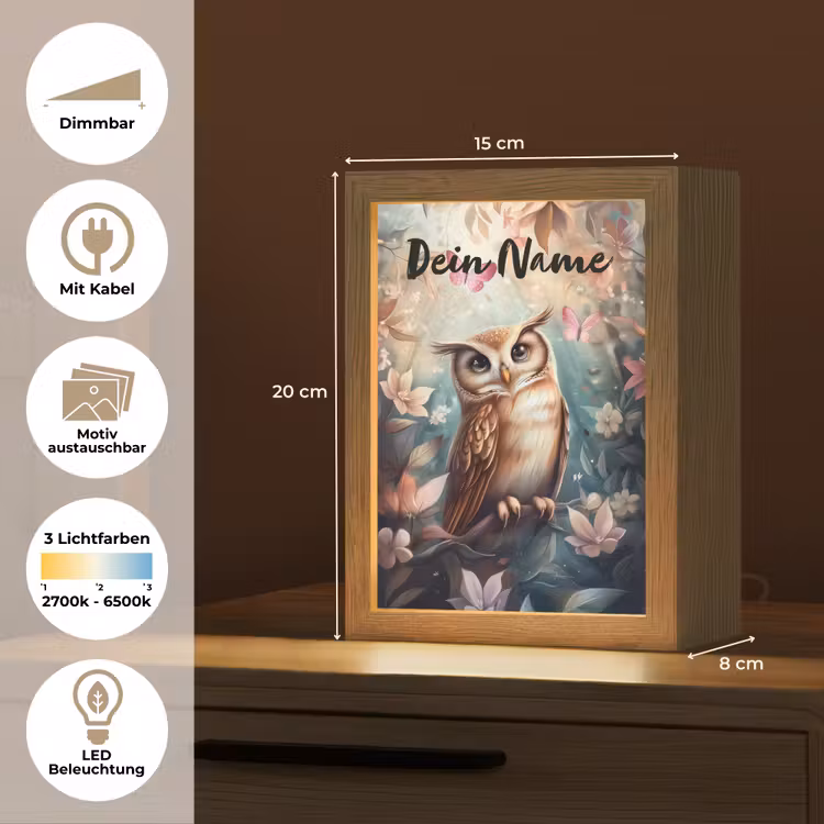 Uil - Bos - Bloemen - Vlinders Light Box met kabel (Kinderlampje) klein -USP_websiteoverzichtDE