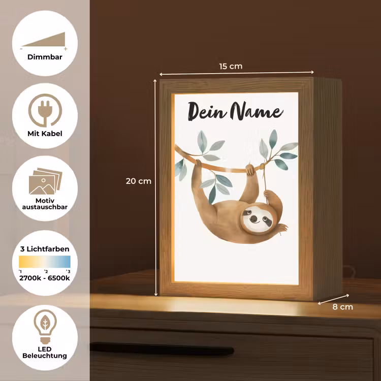 Luiaard - Dier - Jungle dieren Light Box met kabel (Kinderlampje) klein -USP_websiteoverzichtDE