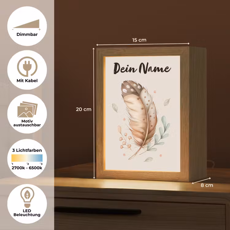 Veer - Bohemian - Boho - Pastel kleuren Light Box met kabel (Kinderlampje) klein -USP_websiteoverzichtDE