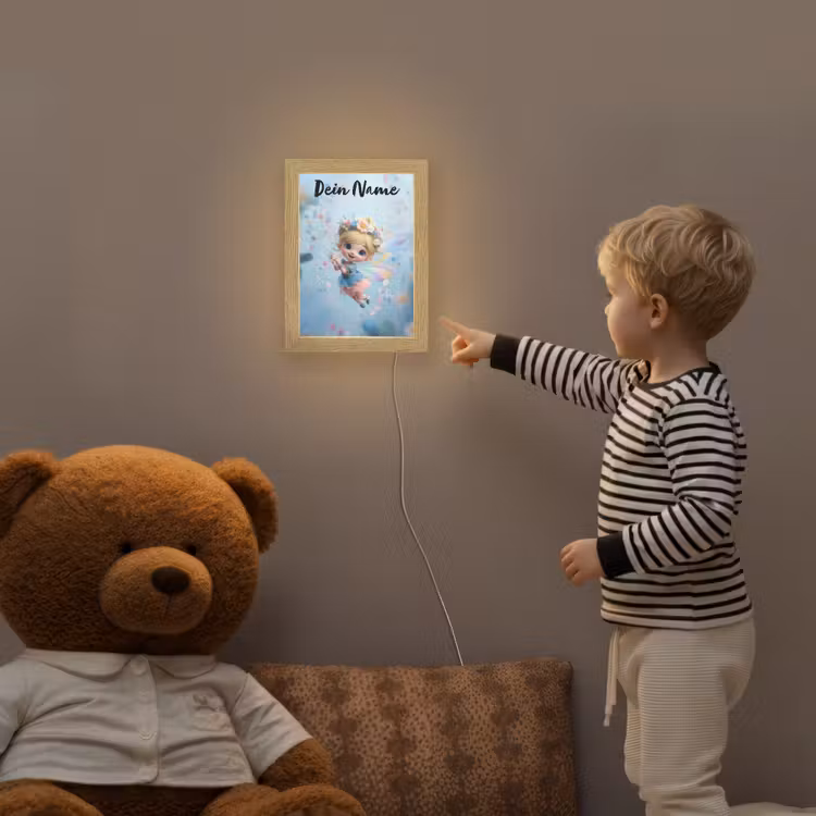 Fee - Bloemen - Sprookje - Blauw Light Box met kabel (Kinderlampje) klein -sfeer4a_kind
