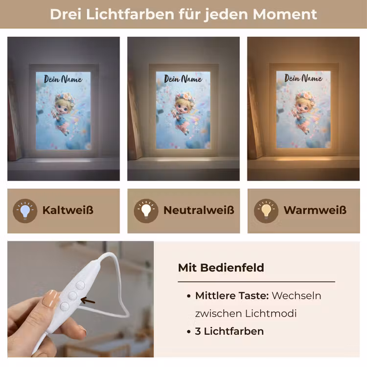 Fee - Bloemen - Sprookje - Blauw Light Box met kabel (Kinderlampje) klein -USP_lichtkleurDE