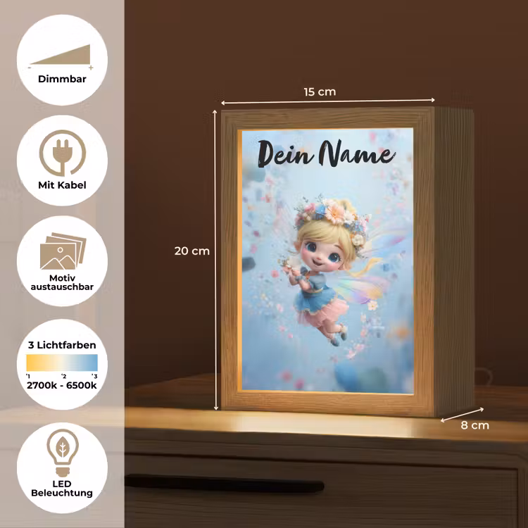 Fee - Bloemen - Sprookje - Blauw Light Box met kabel (Kinderlampje) klein -USP_websiteoverzichtDE