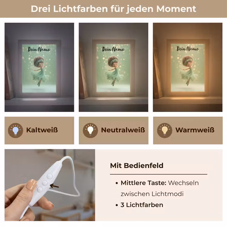 Fee - Groen - Sprookje - Sterren Light Box met kabel (Kinderlampje) klein -USP_lichtkleurDE