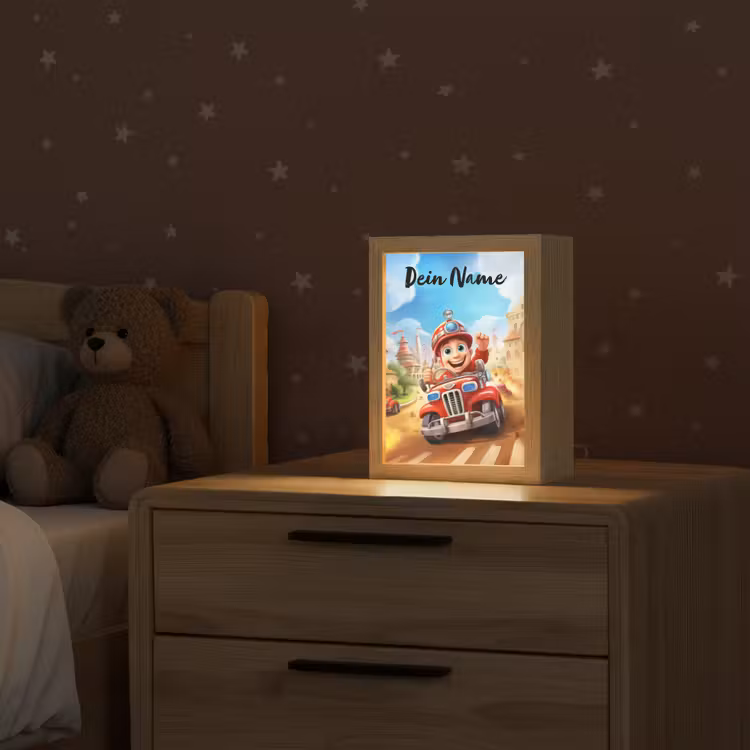Brandweer - Jongens - Kinderen - Auto Light Box met kabel (Kinderlampje) klein -sfeer1_kind