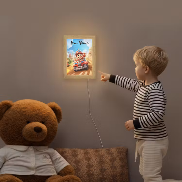 Brandweer - Jongens - Kinderen - Auto Light Box met kabel (Kinderlampje) klein -sfeer4a_kind
