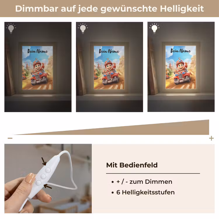 Brandweer - Jongens - Kinderen - Auto Light Box met kabel (Kinderlampje) klein -USP_dimbaarDE