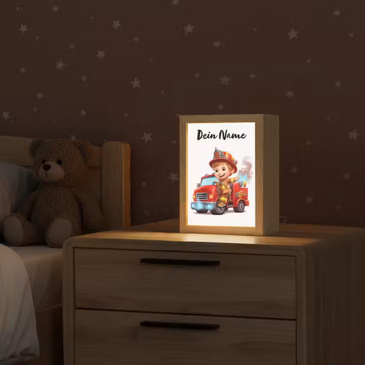 Brandweerwagen - Jongens - Kind - Rood Light Box met kabel (Kinderlampje) klein -sfeer1_kind