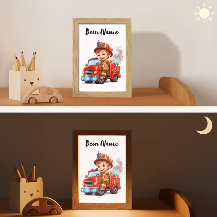 Brandweerwagen - Jongens - Kind - Rood Light Box met kabel (Kinderlampje) klein -sfeer3_kind