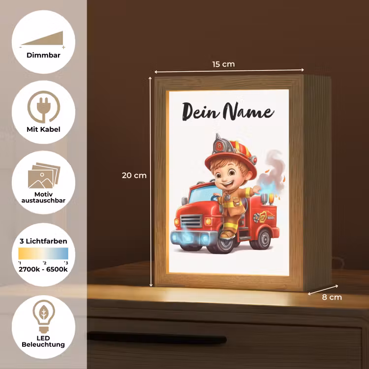 Brandweerwagen - Jongens - Kind - Rood Light Box met kabel (Kinderlampje) klein -USP_websiteoverzichtDE