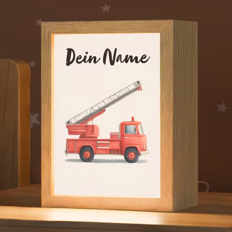 Brandweerwagen - Getekend - Rood Light Box met kabel (Kinderlampje) klein -zzz_3d_website