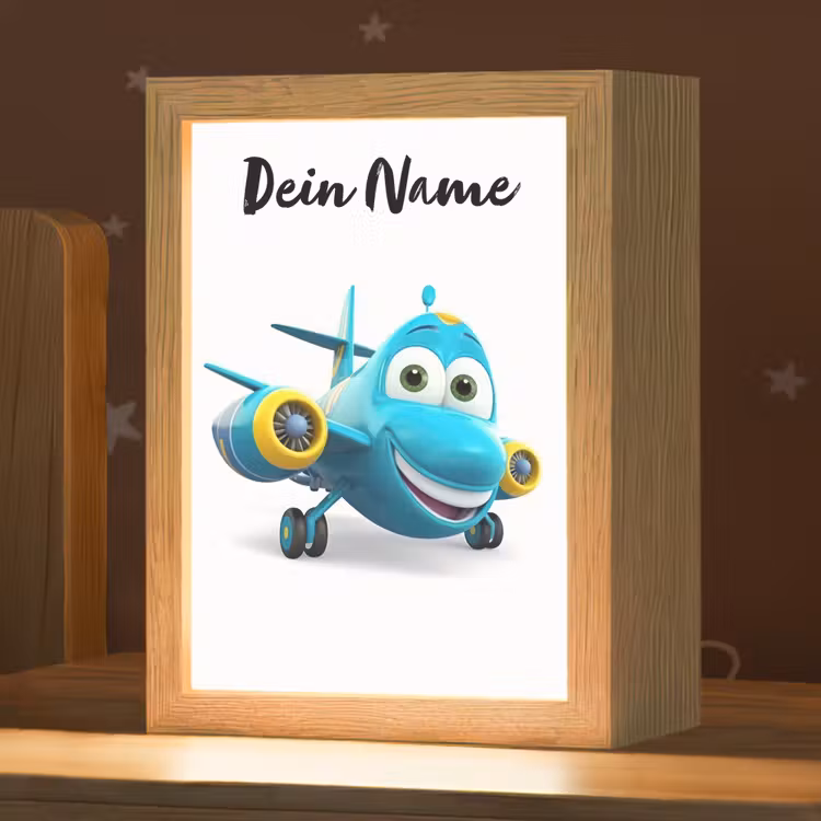 Vliegtuig - Blauw - Kinderen - Jongens Light Box met kabel (Kinderlampje) klein -zzz_3d_website