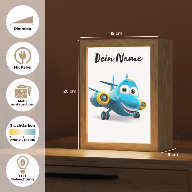 Vliegtuig - Blauw - Kinderen - Jongens Light Box met kabel (Kinderlampje) klein -USP_websiteoverzichtDE