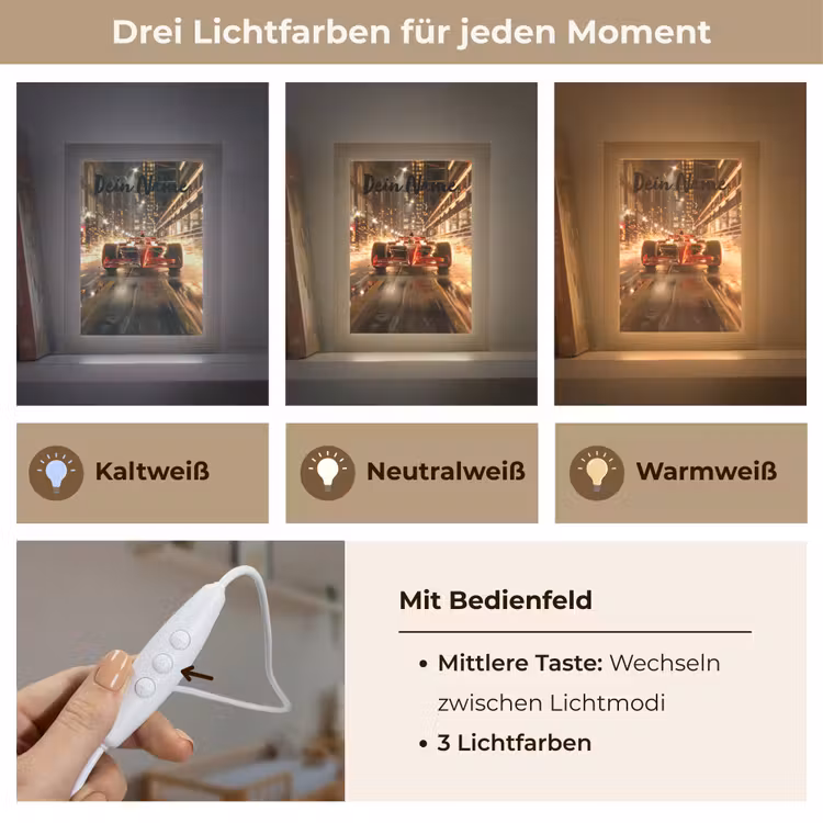 Formule 1 - Auto - Race - Goud - Jongens Light Box met kabel (Kinderlampje) klein -USP_lichtkleurDE