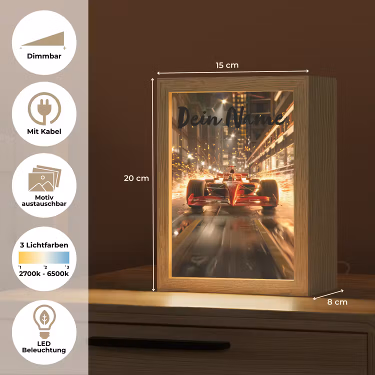 Formule 1 - Auto - Race - Goud - Jongens Light Box met kabel (Kinderlampje) klein -USP_websiteoverzichtDE