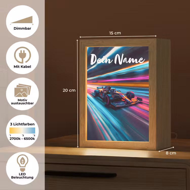 Formule 1 - Auto - Race - Jongens - Kleurrijk Light Box met kabel (Kinderlampje) klein -USP_websiteoverzichtDE