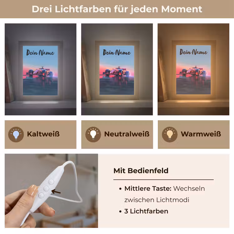 Formule 1 - Race - Auto - Jongens Light Box met kabel (Kinderlampje) klein -USP_lichtkleurDE